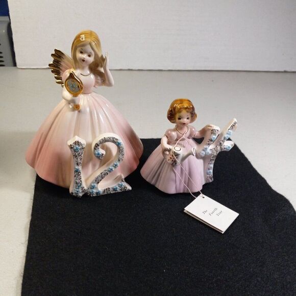 Broken Vintage Josep Original Winged Porcelain Figurine Birthday Number 4 & 12 - Picture 7 of 7